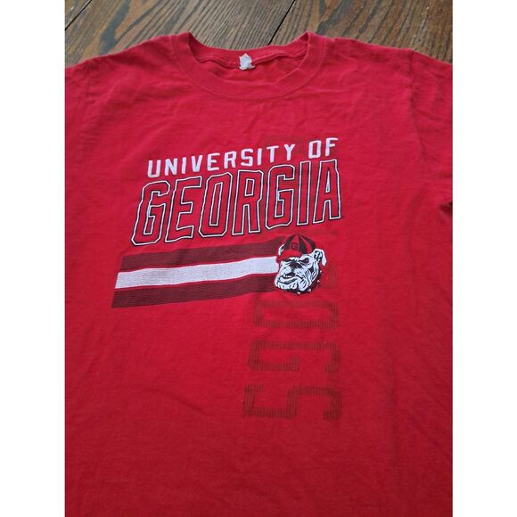 University of Georgia Adult S Bulldog Tee Red White Black Hanes Cotton Tshirt - Picture 2 of 3